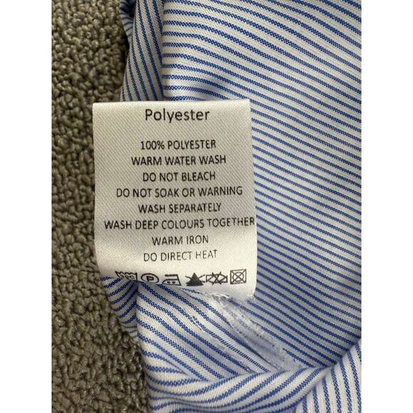 MLM Label Blouse Women XS Blue Bell Sleeve Striped Crewneck Ruffle Cuff Zip Back - Picture 5 of 9